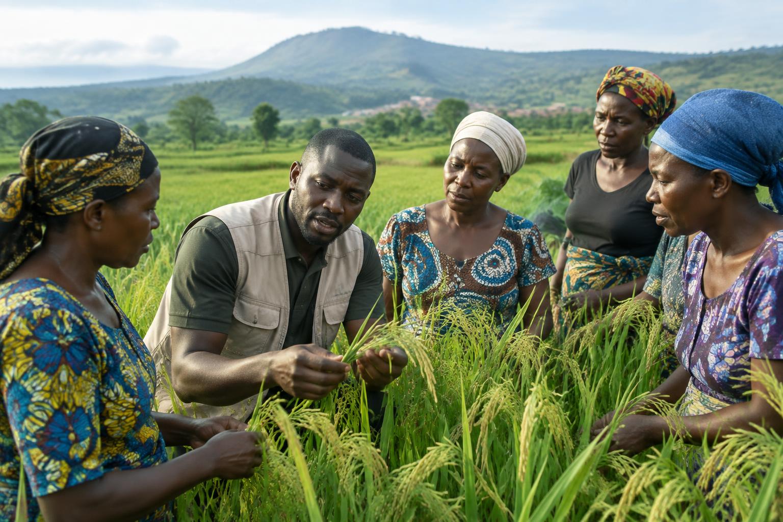 Productrices et producteurs congolais récoltant le manioc et le maïs